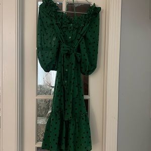 Off the shoulder green dress